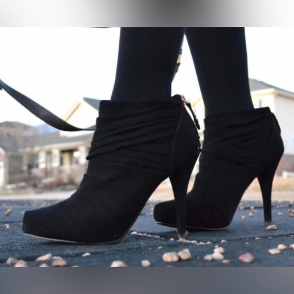 Black Suede Booties by Guess - 7 - Ankle Boots - Picture 6 of 6